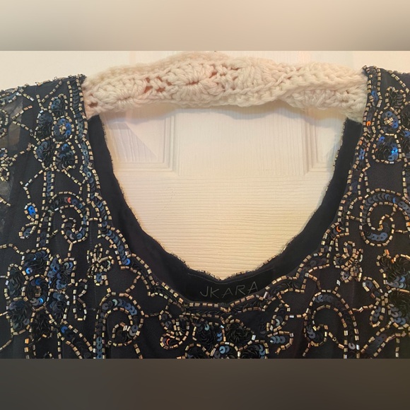 J Kara Long Gown with Flutter Sleeve (8P) - Picture 3 of 8